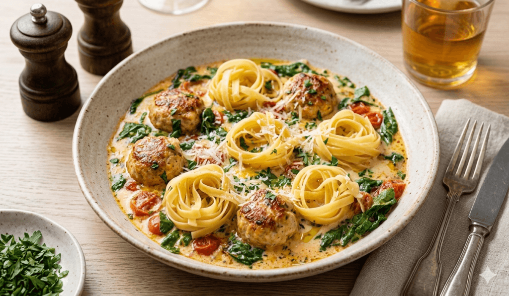 Chicken Meatball & Tagliatelle Skillet